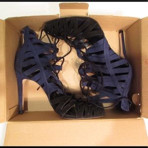 Blue & Black Strappy Heel